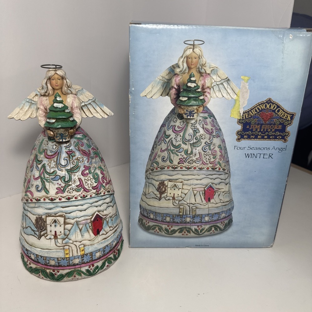 Jim‎ Shore Landscape Sleeps Winter Angel Figurine Heartwood Creek 9.5" Christmas